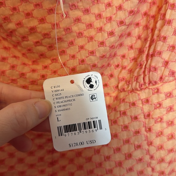 Free People Berry Kiss Mini Dress Size Large NWT in Peach Combo - Picture 8 of 13